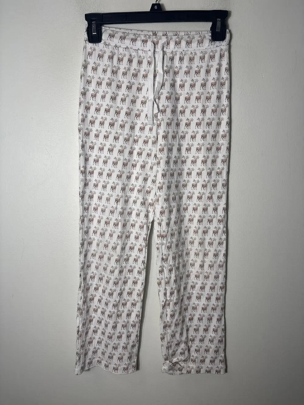 Girls Lila and Hayes White Reindeer Cotton PJ Pants Sz 7